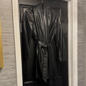 Zara Black Hooded Faux Leather Jacket